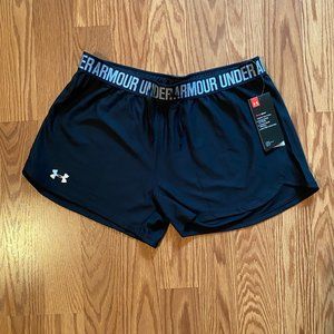 UA Play Up Shorts Black Logo Band Women's Apparel